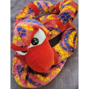 Classic Toy Co Snake 38” Plush Red Cobra Serpent Coiled Stuffed Animal Reptile